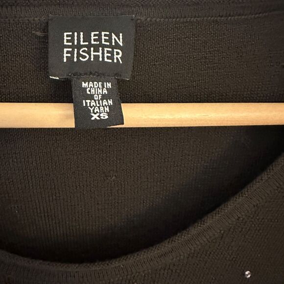 Eileen Fisher Brown Merino Wool V-Neck Sequin Dressy Sweater Size XS - Picture 3 of 6
